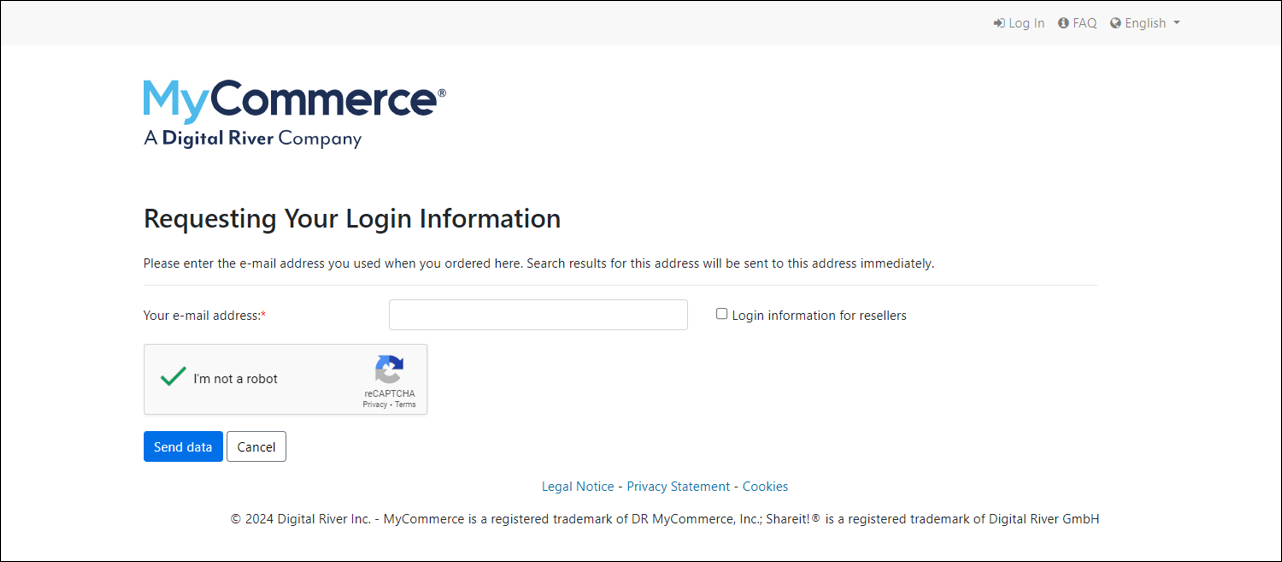 MyCommerce Page RequestLogin