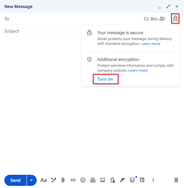 Compose an encrypted email