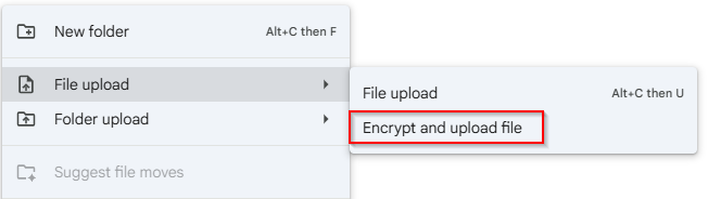 Encrypt and upload an existing file