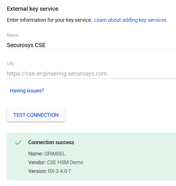 External Key Service Details