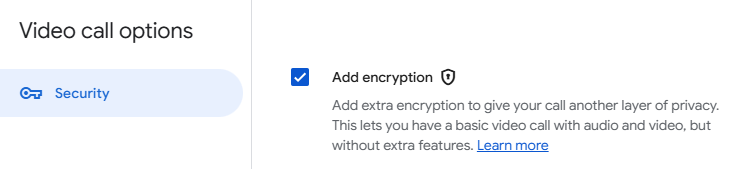 Create an encrypted meeting