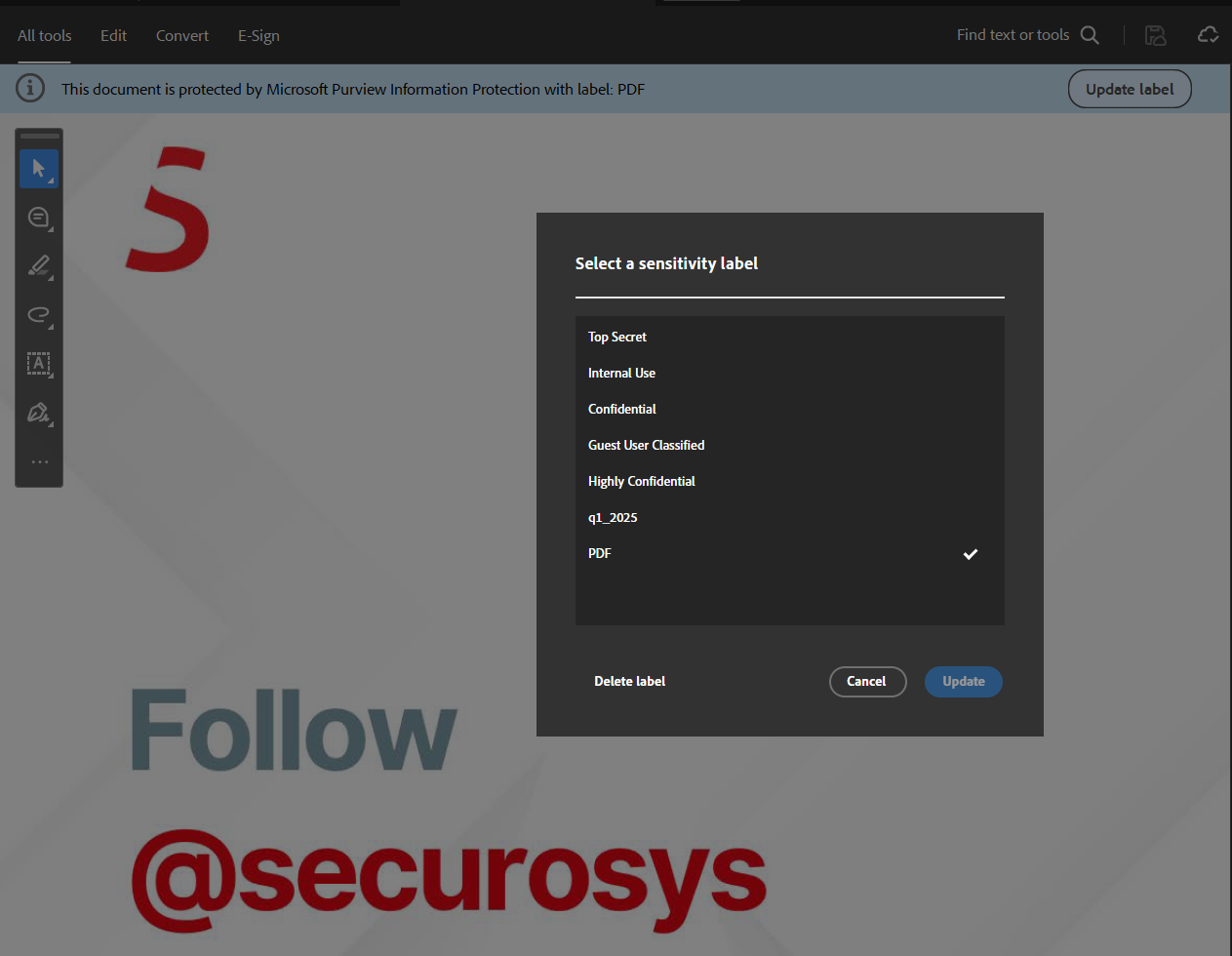Select Sensitivity Label